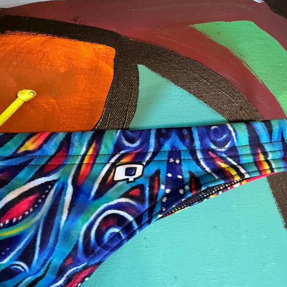 Q Swimwear Athletic Cheeky Waterpolo Bikini Bottoms Drawstring Bird of Paradise - Picture 3 of 5